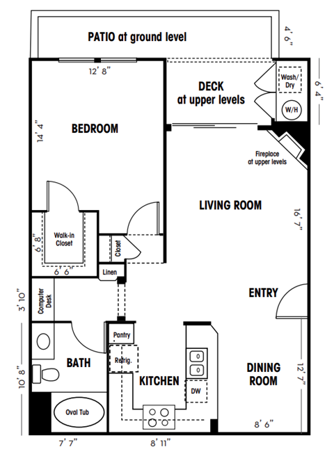 1 bed 1 bath floor plan A at Canyon Crest, California, 92507